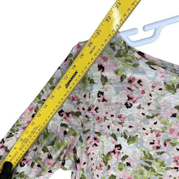 J Jill Love Linen Womens S 100% Linen Drop Waist Keyhole Tunic Top Bloomcore - Picture 12 of 16